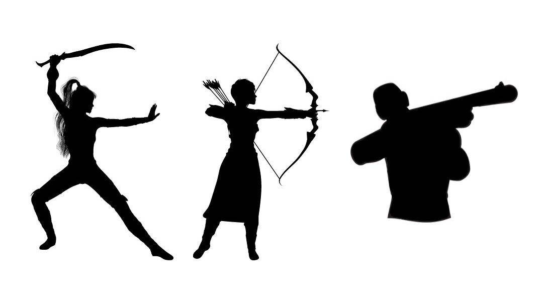 This graphic shows various ways of hunting techniques from sword to bow to shotgun.