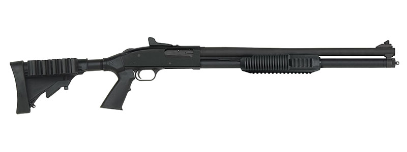 This is a product image of a Mossberg 500 Tactical Tri-Rail shotgun.